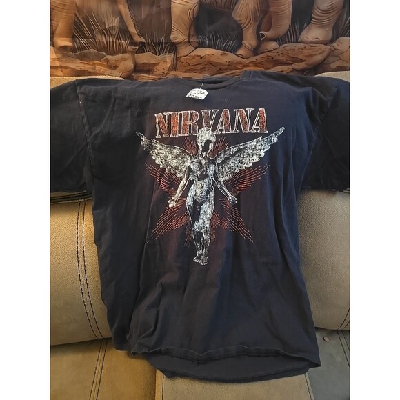 Nirvana In Utero T-Shirt Mens XLG  Band Tee Black Cotton Retro 90s - Picture 1 of 8